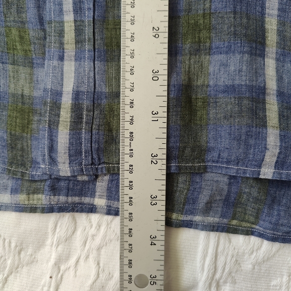 Luciano Barbera Italian Made Linen Button Down Shirt. XL. Plaid. - Picture 4 of 7